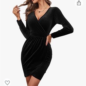 Velvet Long-sleeved Wrap Dress